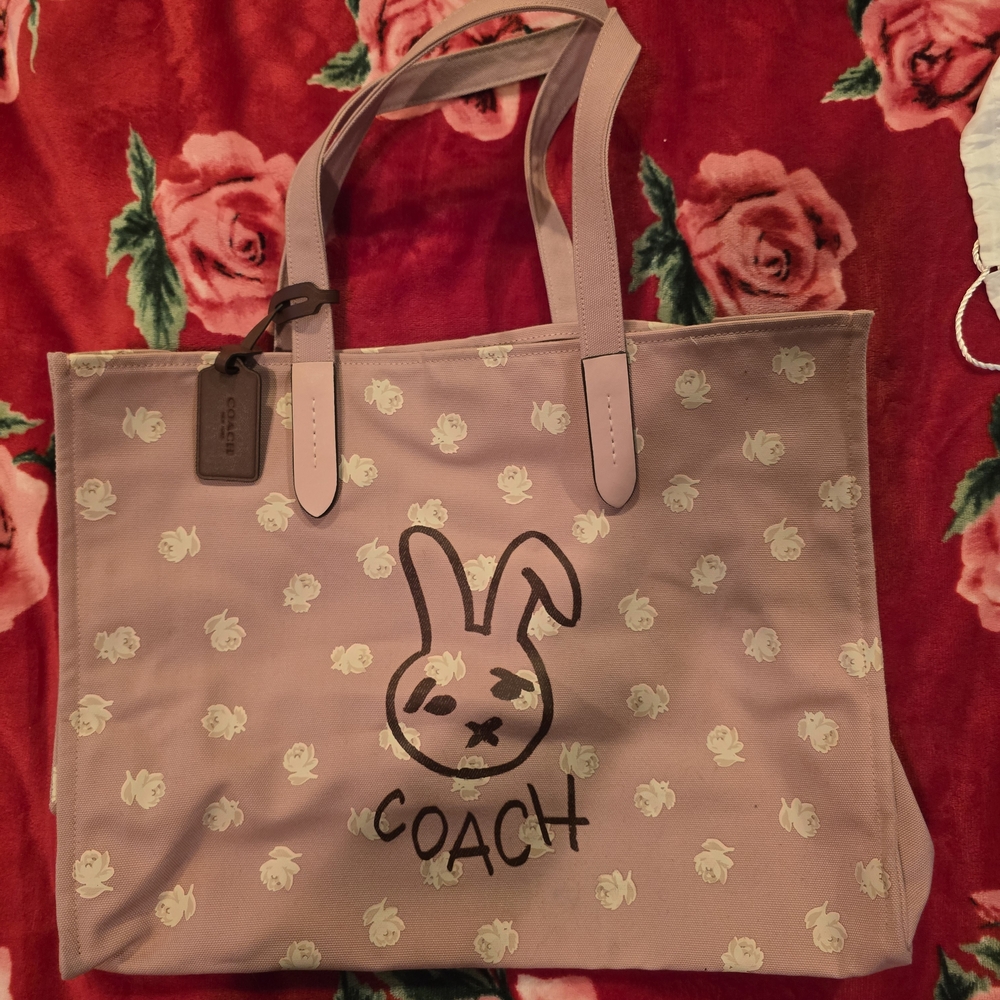 Coach Light Pink Tote with Bunny Design